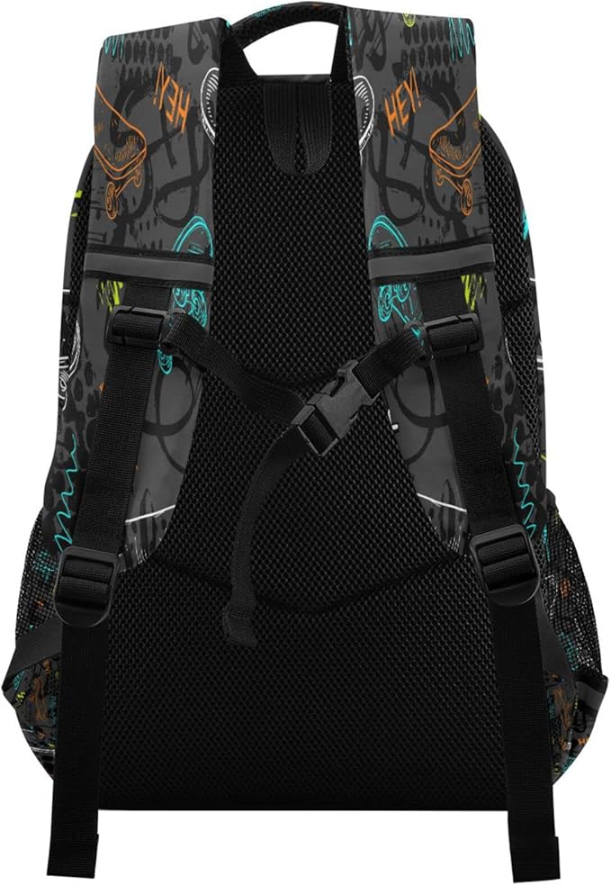 Cool Skateboards Pattern Backpack for Girls Kids Boys School Bookbags,Student Laptop Backpack Carrying Bag Casual Lightweight Travel Sports Day Packs