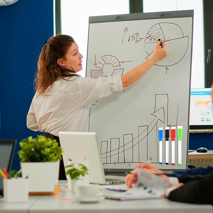 200PCS Dry Erase Markers with Eraser Cap, Fine Point Tip Whiteboard Markers Mini Erasable White Boards Pens with 4x100pcs Sticky Notes for Teachers Home Office Supplies (8 Colors)