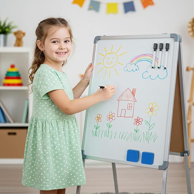 8 Pcs Black Magnetic Dry Erase Markers with Eraser, White Board Mini Dry Erase Markers with Eraser Cap, Fine Point Tip Student White Board Markers for Teachers Office School Supplies