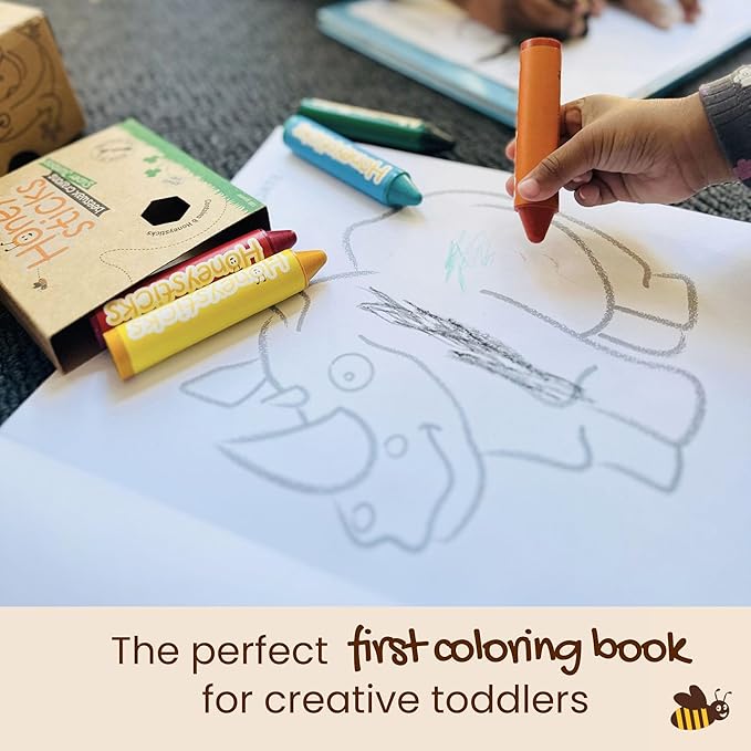 Honeysticks My First Coloring Book for Toddlers 1-3, Large Cute and Simple Images, 40 Pages, Fun and Educational Preschool Coloring Book for Kids Ages 2-4