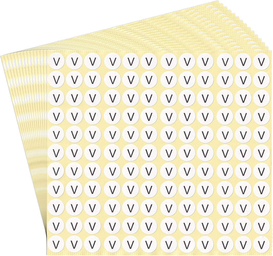 dealzEpic - Alphabet Stickers of The Letter V - Small Round Paper Self-Adhesive Peel and Stick Letter Labels - Set of 15 Sheets