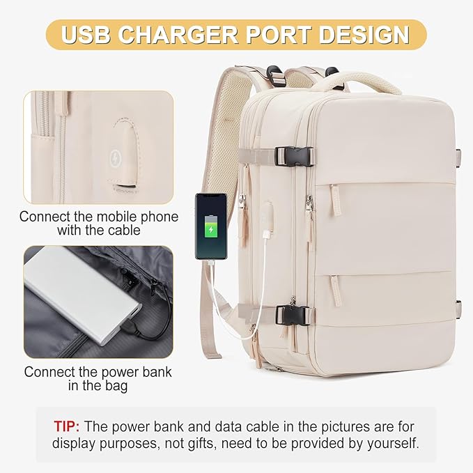 Casual Backpack Traveling Backpack, A-beige, Expandable, Travel Backpacks
