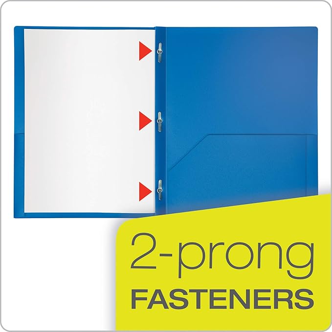 Oxford 2 Pocket Folders with Fasteners, Sturdy Plastic Folders, Letter Size, Asstd. Colors (Blue, Green, Yellow, Orange, Red, Purple), 6 Pack (13189)