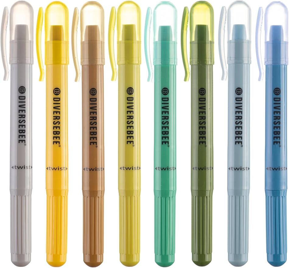 DIVERSEBEE Bible Highlighters and Pens No Bleed, 8 Pack Assorted Colors Gel Highlighters Set, Cute Bible Markers Study Journaling School Supplies and Accessories (Oasis)