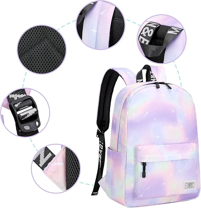 Lohol Galaxy Backpack for School Travel, Lightweight BookBag for Girls Kids