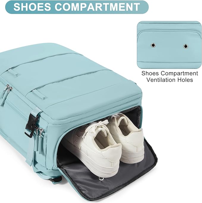 Large Travel Backpack Carry on Flight Approved Mochila De Viaje Carry on Backpack for Airplanes Spirit Airlines Personal Item Bag 18x14x8 Inches Travel Bag Traveling Backpack for Women Men Light Blue