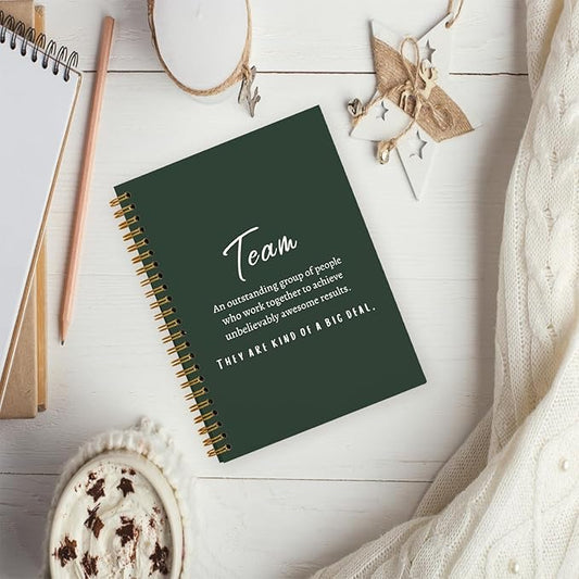 Dark Green Meeting Notebook for Work, Employee Appreciation Gifts, Team Gifts for Employees, Journals for Writing, Thank You Gifts for Women Men Leader Boss Manager Mentor Coworkers, 5.5"x8.3"