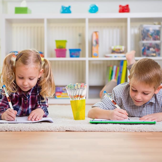 Kolewo4ever 48pcs HB Highland Cow Pencils Kawaii Cute Multipoint Pencil Push Translucent Non Sharpening Stackable Pencils Pop Up Plastic Pencil for Classroom Rewards Carnival Prizes