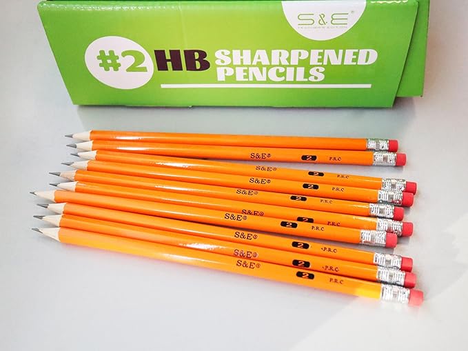 S & E TEACHER'S EDITION Woodcased #2 Pencils, Pre-sharpened, HB Lead Bulk Box, Pencils No. 2, Yellow, with Erasers, Back to school, 200 Pcs