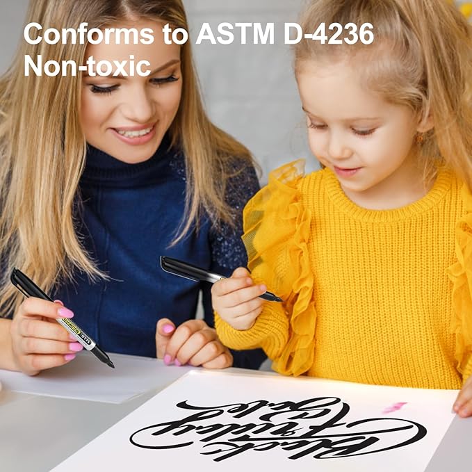 SFAIH Red Permanent Markers Bulk - 24 Pack, 1s Quick Dry, Fine Point Permanent Markers for Paper Plastic Glass Metal Wood, Waterproof, Kitchen Classroom Office, Doodling, Marking, Non-Fading