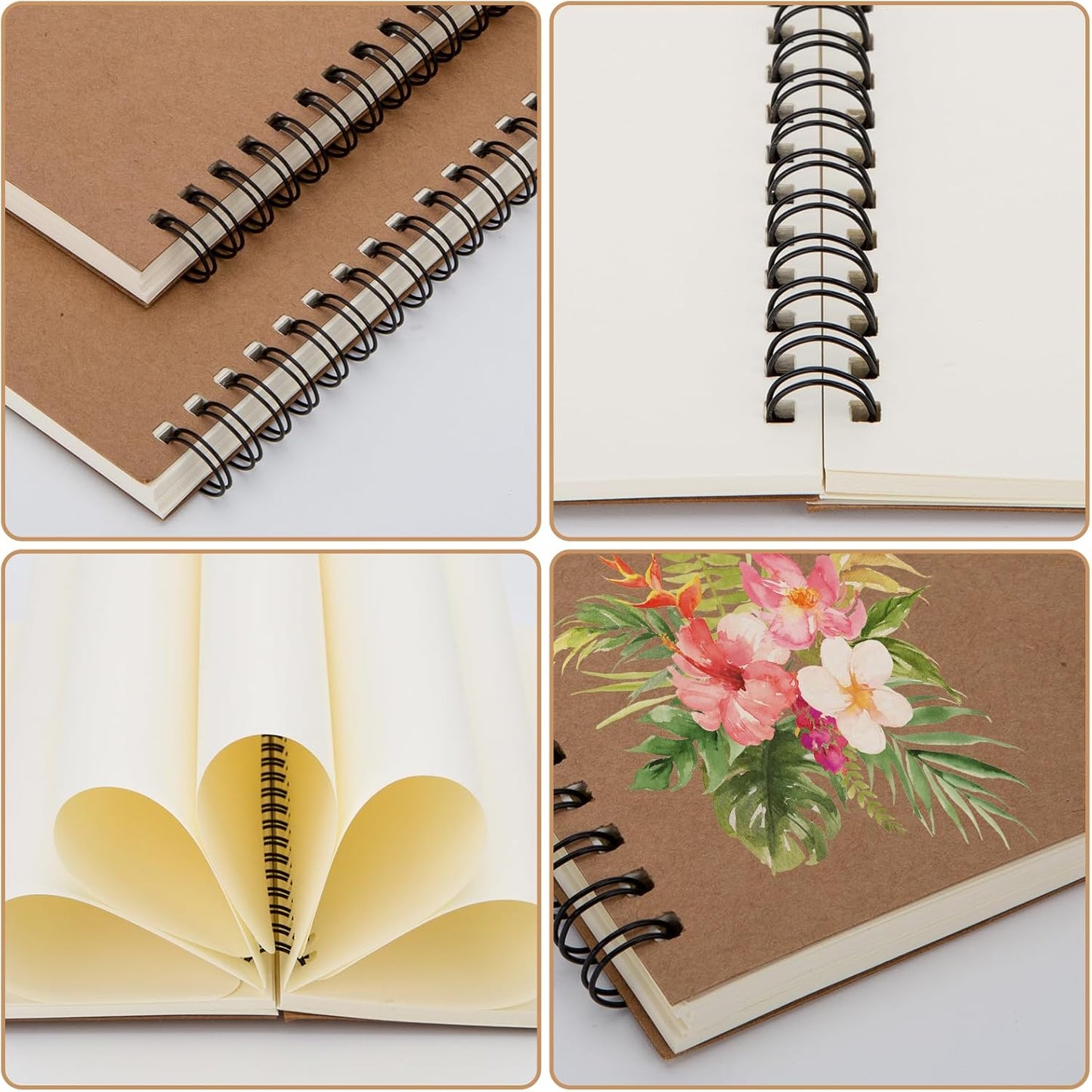 12 Pack Unlined Spiral Notebook- A5 Blank Journal, Unlined Notebook, Soft Cover Kraft Journal for Drawing, Writing, Office Supplies, School Supplies- 60 Sheets/120 Pages- 8.2 x 5.8