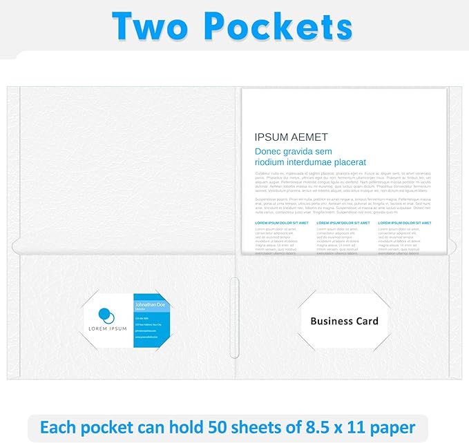 Two Pocket Folders, PANDRI 50 Pack 2 Pocket Folders, Letter Size Paper File Folder for School Office Home Business, White