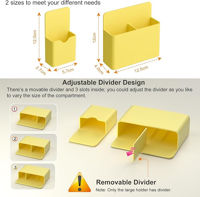 2 Pack Magnetic Dry Erase Marker Holder, Whiteboard Marker Holder, Magnetic Pen Holder, Magnetic Marker Holder for Fridge, Whiteboard, Locker, Magnetic Cup for Dry Erase Board -Yellow