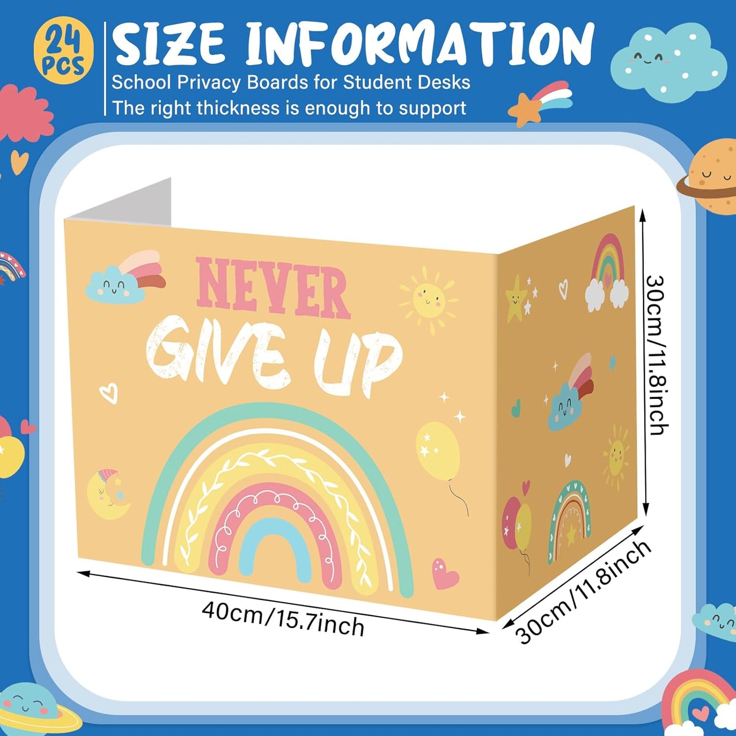 Honoson 24 Pcs Bulk Inspirational Privacy Folders for Students Cardboard Test Privacy Boards Motivational Words Desk Dividers Shield for Classroom School Study Supplies, 6 Styles (Boho)