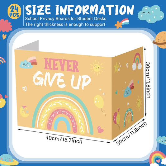 Honoson 24 Pcs Bulk Inspirational Privacy Folders for Students Cardboard Test Privacy Boards Motivational Words Desk Dividers Shield for Classroom School Study Supplies, 6 Styles (Boho)