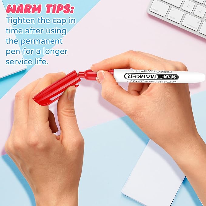 SFAIH 144 Pack Permanent Markers Bulk - Classroom Set, 12 Vibrant Colors, Works on Paper, Clothes, Plastic, Fabric, Wood, Student Art Supplies, Drawing, Coloring, Non-Toxic, Classroom Group Supplies