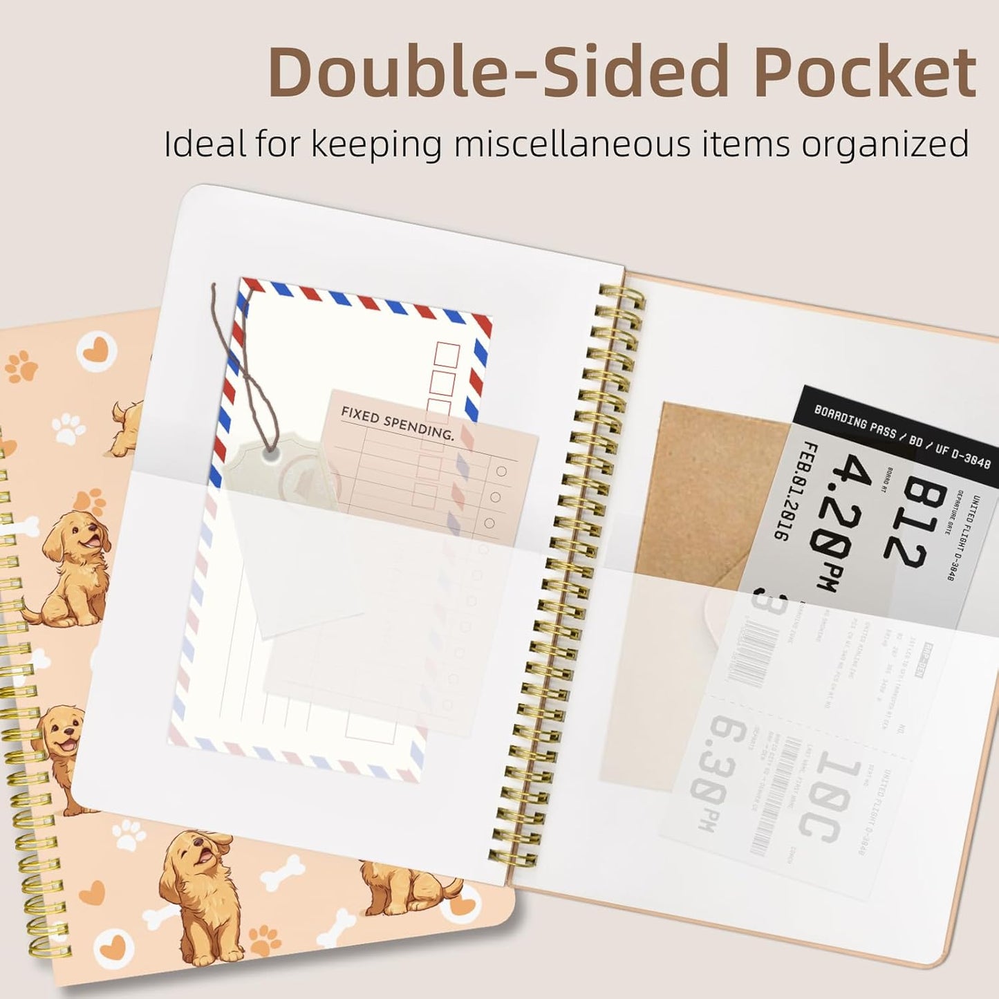 Cute Spiral Notebook journal B5 Aesthetic Pretty Design for Women Girls Kawaii with Pocket, 10 x 7.2 inch, Lined, Dogs