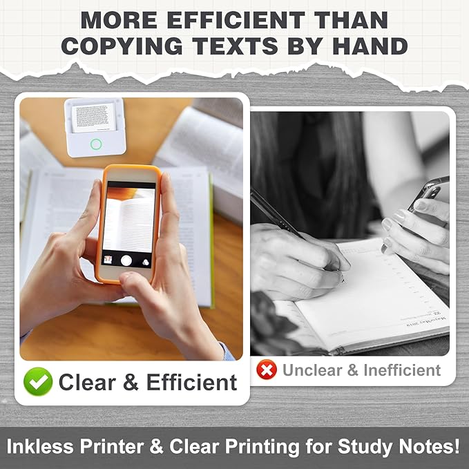 Print Pods Mini Printer, Thermal Inkless Sticker Maker with 10 Rolls Printing Paper, Pocket Printpod for phone, Impresora Portátil for Notes, Flashcards, Journal, DIY, Compatible with iOS & Android