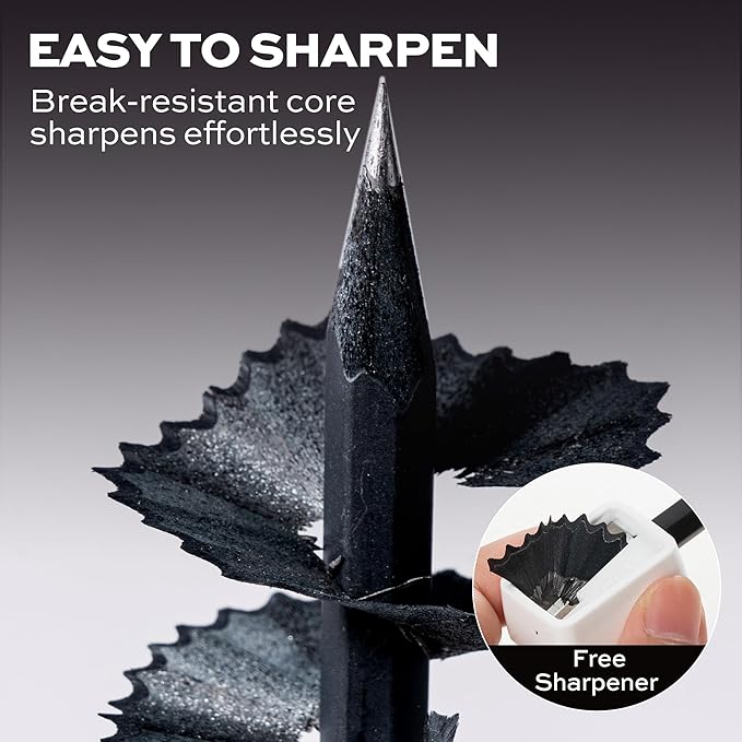 VUSIGN Pencils Bulk - 72 Pack 2B Pre-sharpened Drawing Pencils, With 1 Sharpener & 2 Erasers, for Art,Sketching, Shading, School & Office Supplies, Black