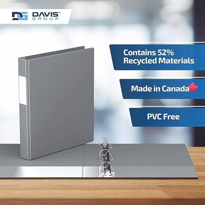 Premium Economy 6-Pack 3-Ring Binders for School or Office, D-Ring Binders, 1 Inch, Gray