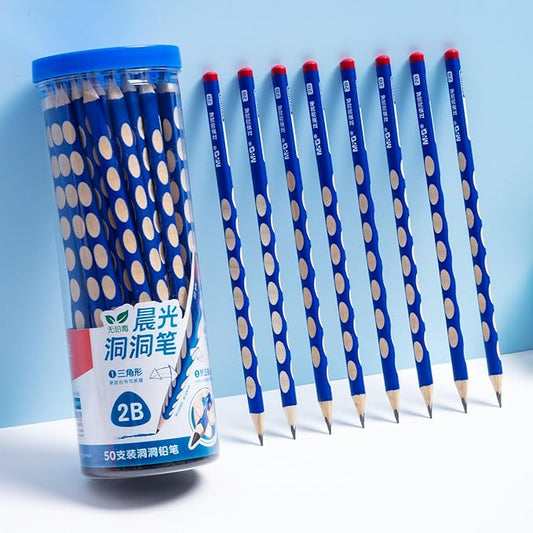 M&G 50 Pcs Triangular Pencils for Kids, Triangular Pole with Grip Correction 2B Pencils, Graphite Wood Pencils with Smooth Writing for School, Office Supplies, Painting, Sketching, Weddings, Party