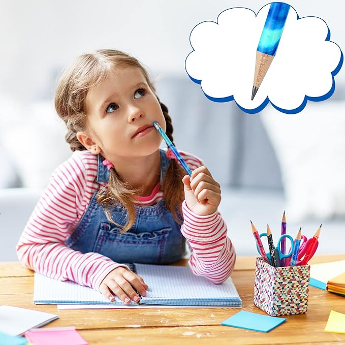 Chinco 25 Pieces Wooden Pencil with Eraser for Kids Assortment Colorful Fun Pencils Bulk with Eraser Kids Novelty Back to School Supplies for Classroom, Student Reward, Stationery Party Favors