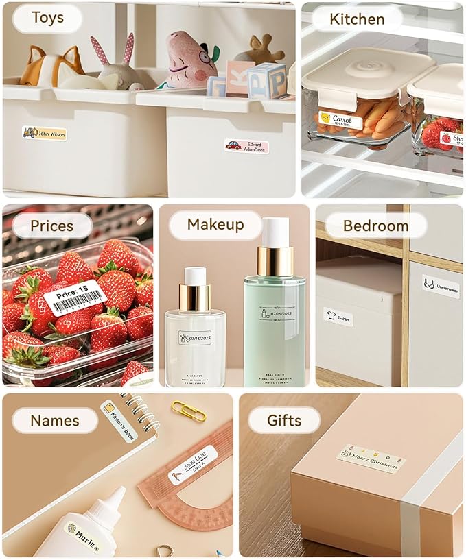 NIIMBOT Label Maker Machine Bluetooth Label Printer for School Home Office Organization, Wireless Mini Labeler D110 Upgraded Version, Label Machine with Label, White