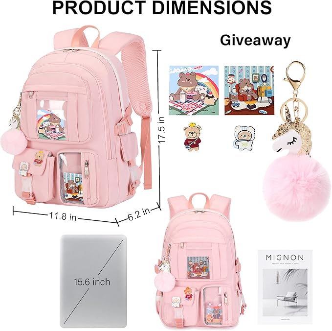 Backpacks for Girls,Laptop Backpack 15.6 Inch School Bag Cute College Large Bookbags Travel for Teens Women Students Anti Theft Daypack (Pink)