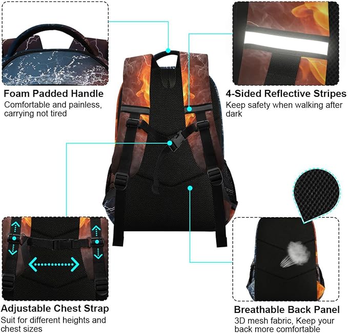 Football Boys Backpack Soccer Ball Elementary School Bookbag Kids Travel Rucksack Laptop Bag