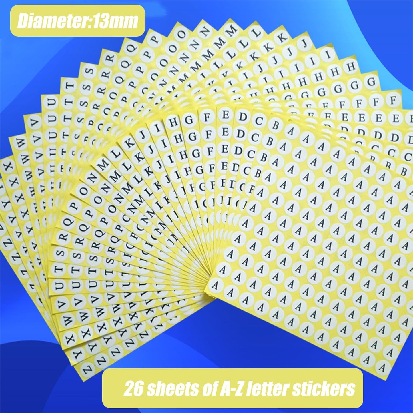 Small Alphabet Stickers, Letter Stickers, 26 Sheets A to Z Alphabet Sticker, Round Paper Self-Adhesive Peel and Stick Letter Labels