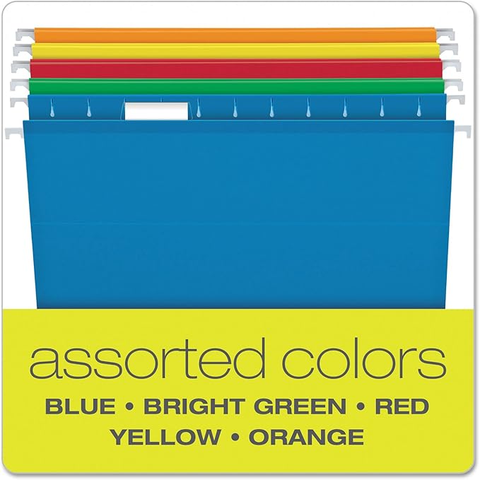 Pendaflex Extra Capacity Reinforced Hanging Folders, 2", Legal Size, Assorted Colors, 1/5 Cut, 25/BX (4153x2 ASST)