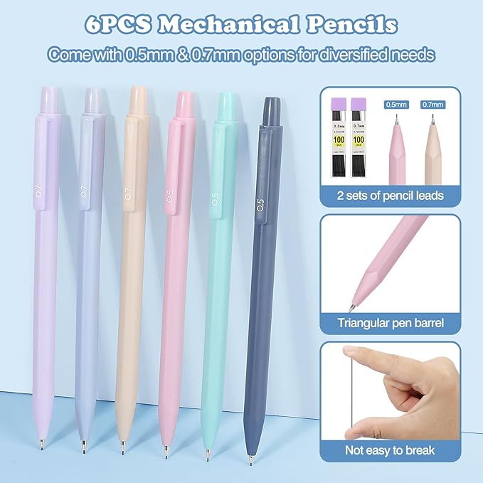 MoKo 56 PCS Aesthetic School Supplies with Pencil Pouch, Cute Stationery Set for Students Office, 12 Gel Pens, 12 Pastel Highlighters, 6 Mechanical Pencils 0.5 & 0.7mm, Sticky Note Index Tab (Green)