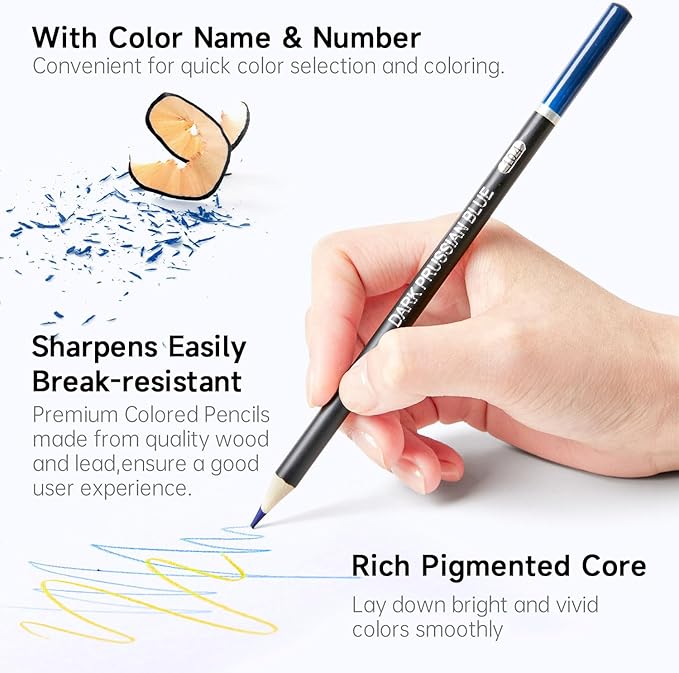 174 Colors Professional Colored Pencils, Shuttle Art Soft Core Coloring Pencils Set with 1 Coloring Book,1 Sketch Pad, 4 Sharpener, 2 Pencil Extender, Perfect for Artists Kids Adults Coloring, Drawing