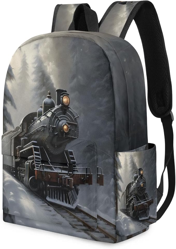Vintage Train Kids Backpack for Boys Girls Locomotive Transport Preschool Toddler Backpack Kindergarten Nursery Bookbag Travel Children School Bag