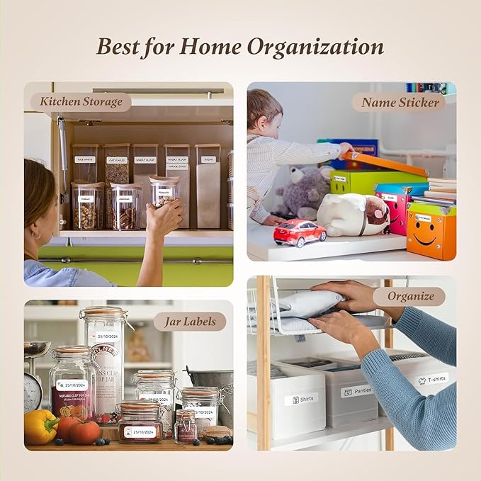 DEEPIN Label Maker Machine Portable Bluetooth Label Maker with Tape, Thermal Label Printer Multiple Templates for Phone, Mini Label Sticker Printer for Business Office Organization (Light Green)