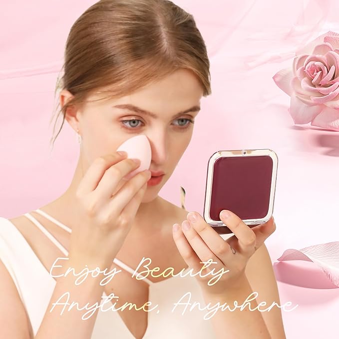 Compact Travel Magnifying Mirror -1x/15x Pocket r – 3.3” x 3.3” Small Square for Purse – Foldable Handheld Magnified Mirror.（Purple）