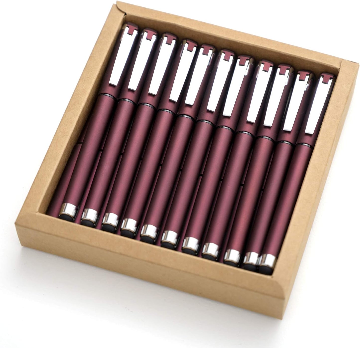 MiSiBao 0.7mm Black Ink Gel Ink Rollerball Pens 2 in 1 Medium Point Pens with Stylus Work Pen Smooth Writing for Office Black gel pen (Burgundy-18pack)