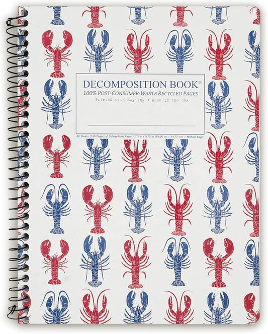 Decomposition Lobsters College Ruled Spiral Notebooks – 9.75 x 7.5 Journal with 160 Lined Pages – Notebooks for School Supplies, Home & Office – 100% Recycled Paper – Made in USA