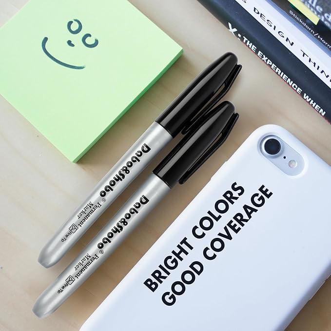 Dabo&Shobo Permanent Markers, 160 Pack Black Permanent Markers Bulk, Fine Tip, Quick Drying, Waterproof Markers, Work On Wood, Metal, Plastic, Stone, Glass For Office School Home