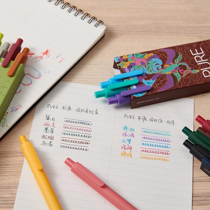 Kaco PURE Colored Gel Pens, 30 Pieces Assorted Color Ink 0.5 mm Fine Point Aesthetic Pens for Journaling Cute Stationery Office Supplies (30 Color Ink Assorted)