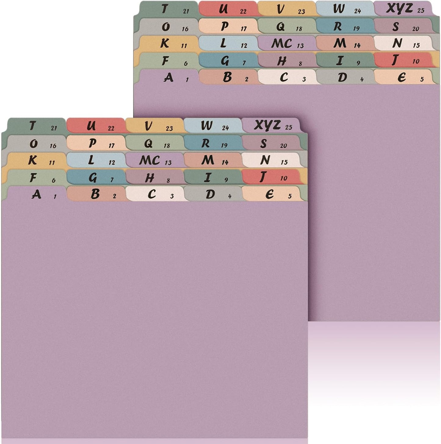 2 Set 50 Pcs Alphabet File Dividers Top Tab File Guides Set, Heavyweight A-z Letter Size Filing Cabinet Dividers 1/5 Cut Tab Desk Organizer for Work School Office(Vintage Colors)