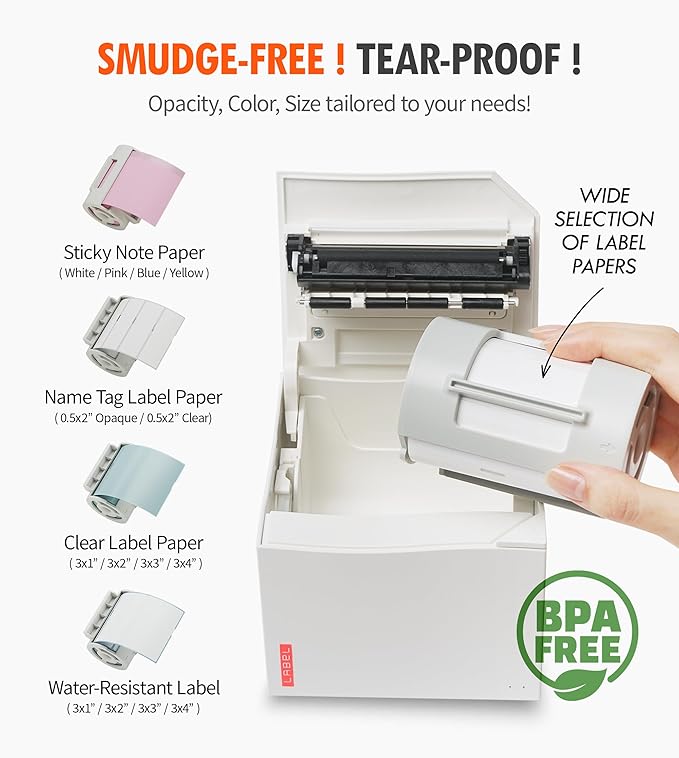 Nemonic Label Printer | Inkless Bluetooth Thermal Label Printer for Small Business | Durable Shipping Label Maker & Portable Wireless