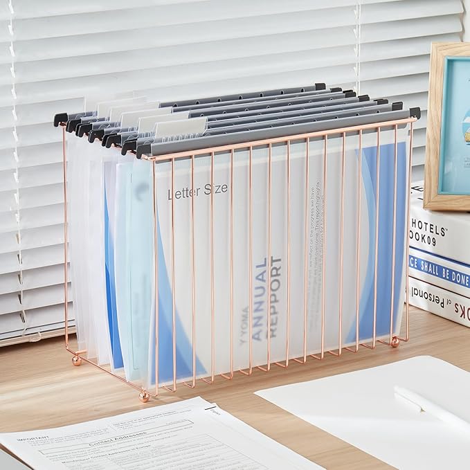 Y YOMA Plastic Hanging File Folders, Letter Size, 1” Expansion 24 Pack Clear Reinforced Hanging Folders with Tabs, Transparent Waterproof for Filing Cabinet Bulky Files Home Office