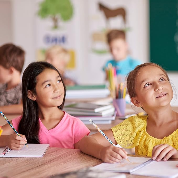 Kolewo4ever 100 Pieces Boho Rainbow Inspiring Pencils Motivational Encouragement Pencils Positive Pencil for Teachers Classrooms Reward