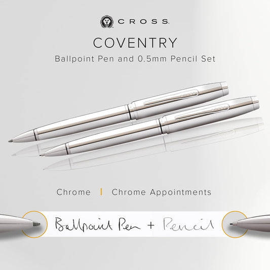 Cross Coventry Polished Chrome Pen and Pencil Gift Set