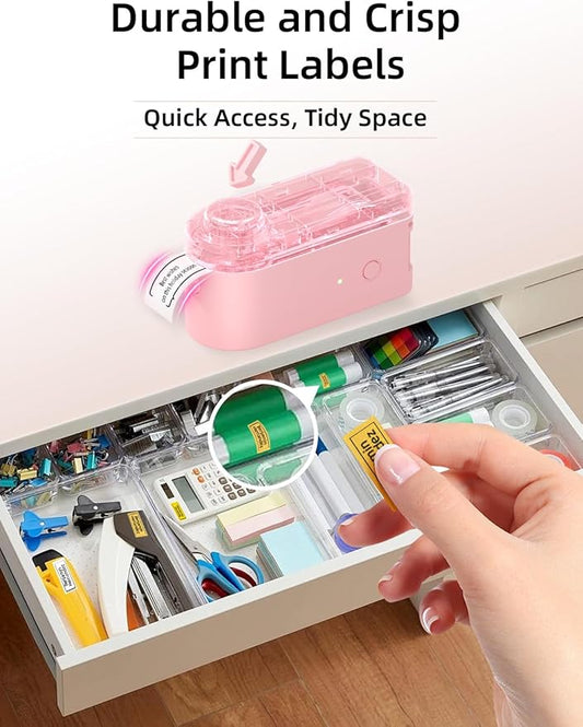 Makeid Label Maker Machine with Tape - Compatible with 9/12/16mm Waterproof Tape, Portable & Rechargeable Label Makers with Built-in Cutter Wireless Label Printer Compatible with Android & iOS Devices