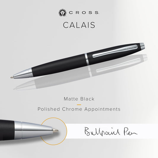 Cross Calais Refillable Ballpoint Pen Presented in a Luxury Gift Box - Medium Point, Black Ink, Matte Black