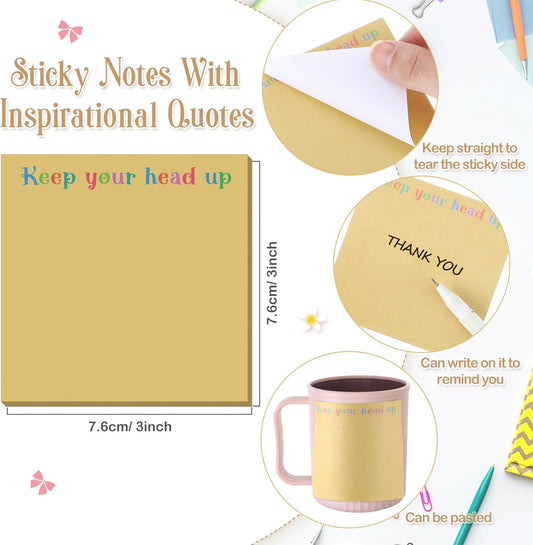 Zonon 12 Pieces Inspirational Sticky Notes 3 x 3 Inch Motivational Fun Notepads Positive Gifts for Teacher Nurse Coworkers Work Studying Supplies(Morandi Style)