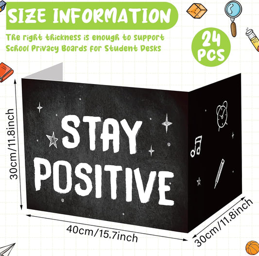 Honoson 24 Pcs Bulk Inspirational Privacy Folders for Students Cardboard Test Privacy Boards Motivational Words Desk Dividers Shield for Classroom School Study Supplies, 6 Styles (Industrial)