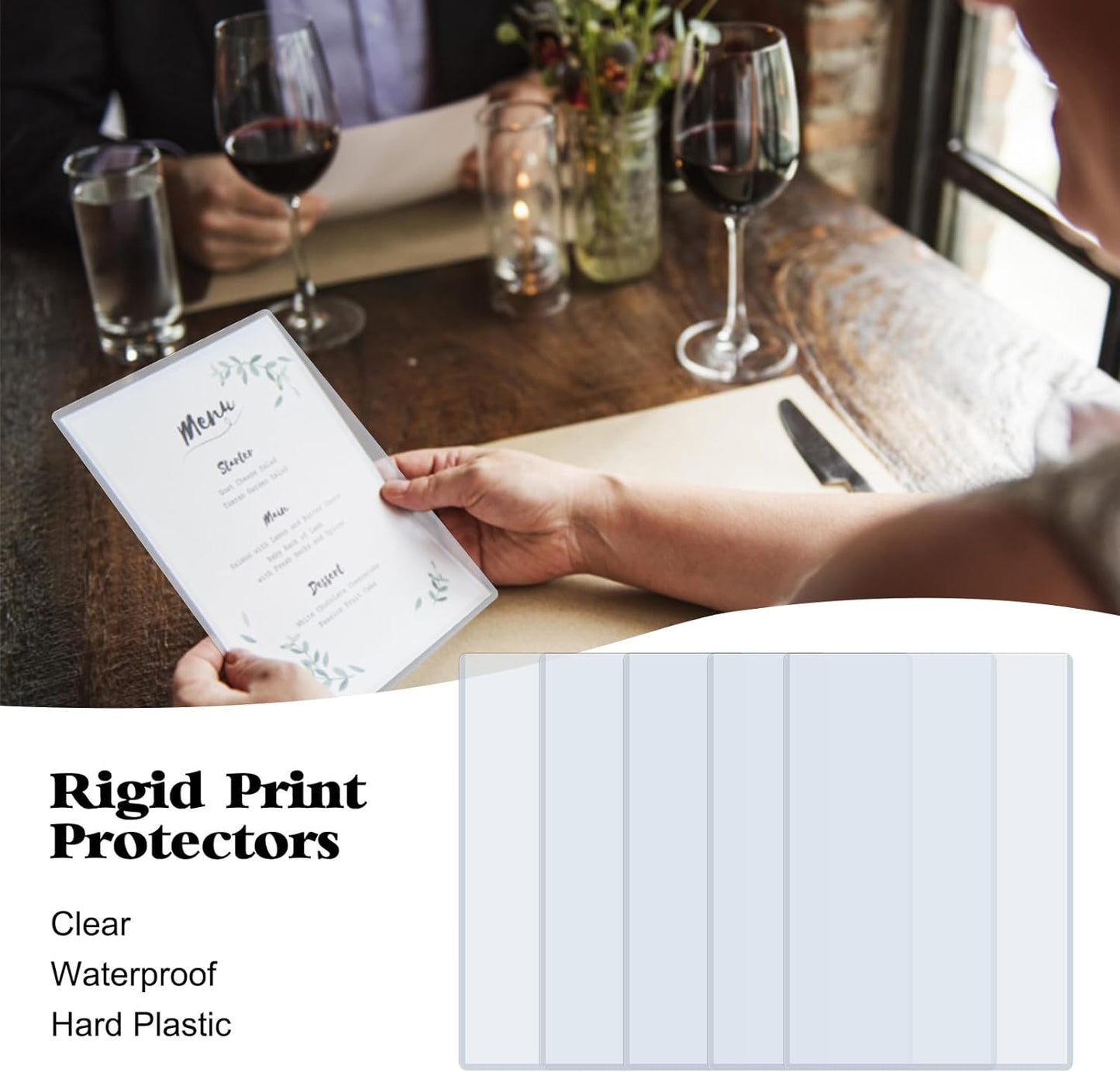 Rainmae 6 Pack 8.5" x 11" Rigid Print Protectors, Clear Waterproof Hard Plastic Page Sheet Protectors, Paper Sleeves Photo Plastic Sleeves Document Holder Birth Certificate Protector